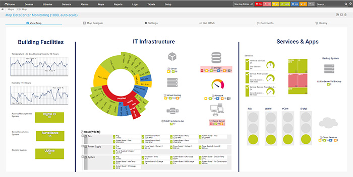 Serverüberwachung mit PRTG Network Monitor - Map - Omicron AG